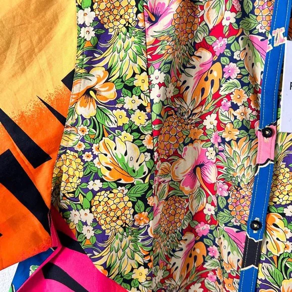 *$450 NWT RE/DONE MULTI PINEAPPLE OVERSIZED SHIRT DRESS SZ SMALL - Picture 7 of 8